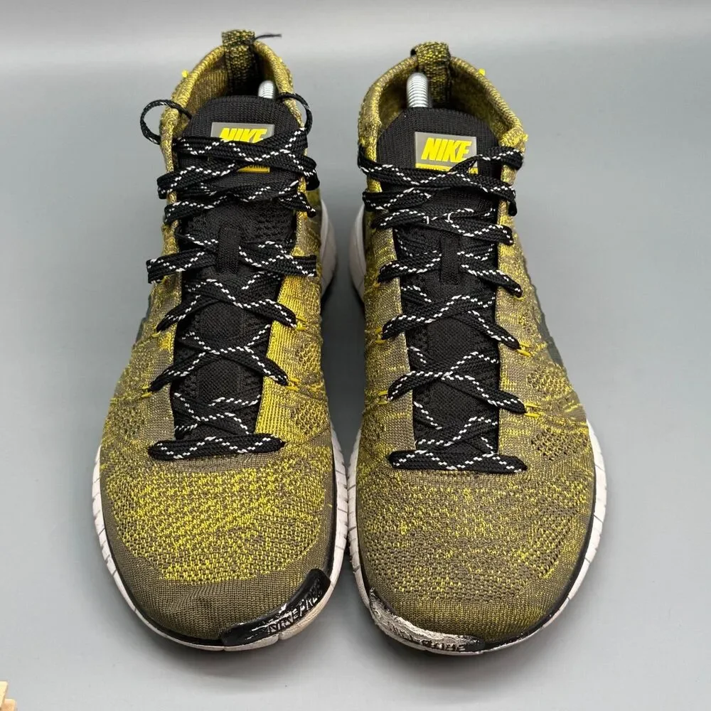 Nike Free Flyknit Chukka Men's 8 Green Gold Lace-Up Athletic Running Sneakers